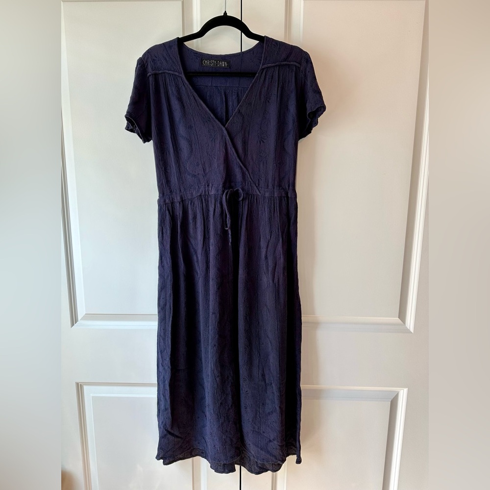 Christy Dawn ‘The Dawn’ Embroidered Navy Dress (One Size)